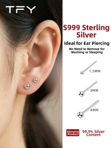 TFY | Earpin 999 Silver Earfriendly Simple Tiny EasyWear Ear Jewelry