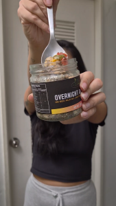 Overnight Oats Mix + Free 200ml Oat Milk (Chia Rolled Oats Dried Fruits Roasted Nuts & Seeds High Fiber Superfood)