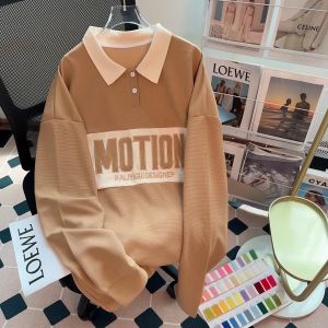 B54 เสื้อแขนยาวคอปก Oversize (อก 48-60 นิ้ว) เสื้อสเวตเชิ้ต ปัก MOTION ผ้าวาฟเฟิล ผ้าไม่ยืด ผ้าไม่หนาไม่บางมาก ใส่เป็นเสื้อคู่ได้ สินค้าพร้อมส่งในไทย