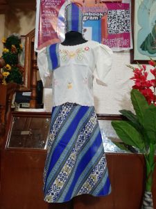 Baro at Saya for kids- Filipiniana set for children ages 4 to 12 years old. Commonly used on Buwan ng Wika activities.  Top partner can be a sequins or a geena top with embroidery depending on sizes and color.
