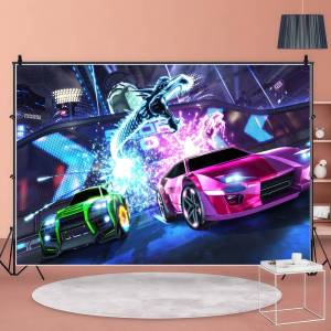 Mesuca | Rockets League Racing Car Football Ảnh Nền Màn Ngoài Trời Nhà Trang Trí Tiệc Polyester Không Dệt Phòng Chụp Ảnh Phông Nền