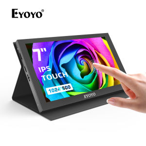 Eyoyo 7 inch IPS Portable Monitor 1024x600  5-Points Capacitive Touchscreen Mini Display HDMI Monitor for Laptop Raspberry Pi 4B 3B+3A+ & Banana Pi win7/8/10/11 & Game Consoles