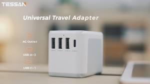 TESSAN Universal Travel Adapter Charger with Type C USB C UK International Travel Adaptor for Korea China Japan Philippines