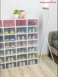 Hộp Để Giày Nắp Nhựa Cứng Lắp Ráp Thông Minh Hình Trái Tim Chất Liệu Cao Cấp Chịu Lực Tốt