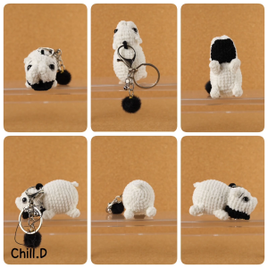 พวงกุญแจ ไหมพรม ฮิปโปแคระ ไหมอุด้ง 🌸 Kawaii Amigurumi Udon Yarn - Pygmy Hippo Keychain ✨ ยาว 7.5 cm