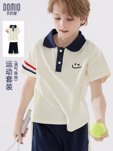 Ice Silk Thin Summer Sportswear Childrens Polo Short Sleeve T-Shirt Set Two Pieces Casual Leisure Outfit for Boys Cotton Lycra