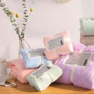 ผ้าเช็ด 2ชิ้น ผ้าขนหนูเซต ผ้าเช็ดตัวเด็ก บรรจุภัณฑ์เชื่อมเข้า Bath Mat ไมโครไฟเบอร์ น้ำเกลือ รุ่นนุ่มนิ่มซับน้ำได้ดี ซับน้ำแห้งไว ให้ผ้าดูสดใส ขนาด 200*140cm