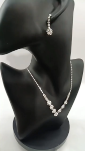 Set trang sức cô dâu - Vòng cổ & Bông tai đá rhinestone - Phụ kiện sang trọng cho dạ tiệc và đám cưới