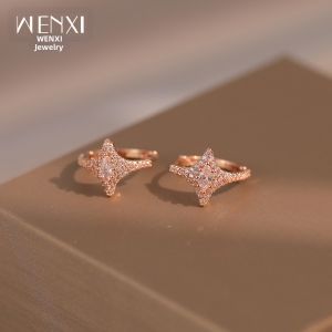 WENXI | Zircon Four-pointed Star Stylish Small Hoop Earrings