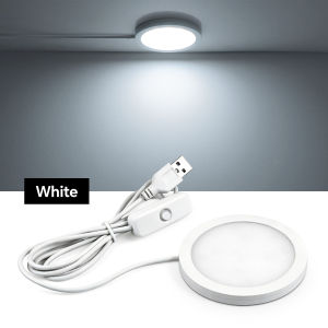 Small USB Power Round LED Night Light Button Switch LED Puck Ceiling Lights Reading Night Lamp Three Light Colors Available