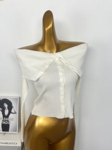 Elegant Spicy Girl One-Shoulder Knitted Open Cardigan Womens Slim Fit Fashion Design Autumn New Style Sweater Jacket