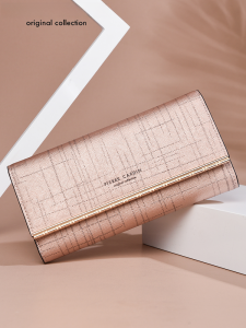 Pierre Cardin Ladies Long Wallet Leather Fashionable Handbag Brand New 2025 Model Youth Suitable Vertical Shape Pure Color