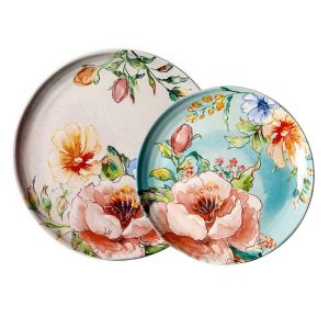 Omk màu xanh hoa mẫu đơn loạt đĩa cơm tối gốm 8.6 inch và 11 inch