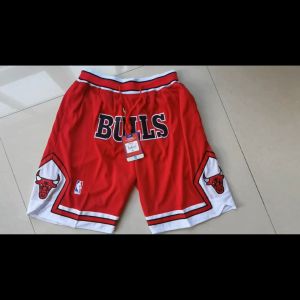 กางเกงบาสเก็ตบอลบูลส์ NBA Bulls สีสวยแบบบาสเก็ตบอล ชิคาโกย้อนยุคสไตล์อเมริกันเย็บปักถักร้อย