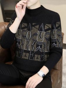 HENGYUANXIANG | Hengyuanxiang 2025 New Thickened Half High Collar Mens Knitted Sweater Anti-pilling Fashionable Autumn Winter Casual Style