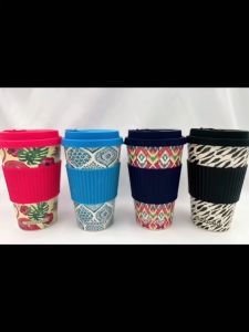 450ml Portable Practical Reusable Bamboo Fiber with Silicone Cap Coffee Cups Eco Friendly Non slip good for Christmas Gift