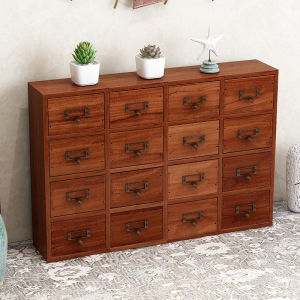 Mini Economic Wooden Storage Cabinet with Drawers Retro Simple Design Home Use Organizer Chest Small Medicine Cabinet