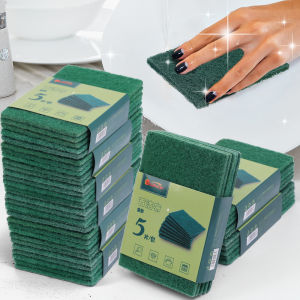 【On Sale】5Pcs กระทะฟองน้ำทำความสะอาดเมจิกเครื่องมือเครื่องขัดถูหม้อกระดาษทรายทำความสะอาดเครื่องใช้ในครัวฟองน้ำ