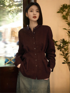 Elegant French Style Pleated Waist Design Womens Shirt