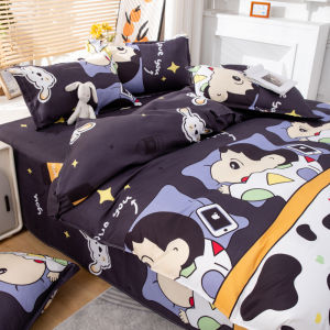 Bộ Đồ Giường Hoạt Hình Dễ Thương Bút Chì Xiao Xin Bao Đệm Đơn Cho Phòng Ký Túc Xá Sinh Viên Đồ Dùng Giường Ngủ Bằng Polyester