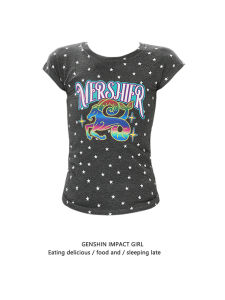 Sweet Cool Star Full Print Short Sleeve round Neck T-Shirt Womens Slim Fit Summer New Style Fashionable Casual Top