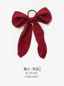 คลิปผมผ้าลายผีเสื้อสีแดงขนาดใหญ่สไตล์ญี่ปุ่น ประดับผมสำหรับเด็กผู้หญิง ด้ายตกแต่งผมสุดน่ารัก คลิปผมแบบหางม้า