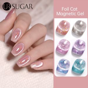 UR SUGAR 7ml Cat Gel Nail Polish Gold Glitter Sequins Pink Translucent Semi permanent Soak off UV LED Nail Art Varnish
