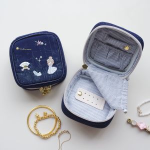 Princess Mermaid Grey Cinderella Embroidered Makeup Bag Pen Case Jewelry Box Storage Bag Cute Cartoon Anime Style Cubic Zipper