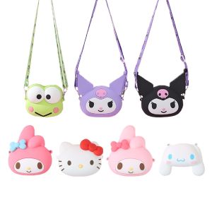 Kuromi Sanrio กระเป๋าเงินซิลิโคนการ์ตูนเฮลโลคิตตี้ถูงสะพายไหล่สตรีนักเรียนกระเป๋าสำหรับเด็กผู้หญิงของขวัญอบเชย