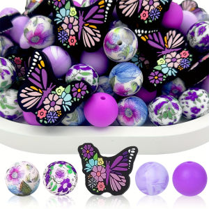 6/25/40PCS Butterfly Silicone Bead Set for DIY Jewelry Keychains Pen Accessories and Chain Accessories
