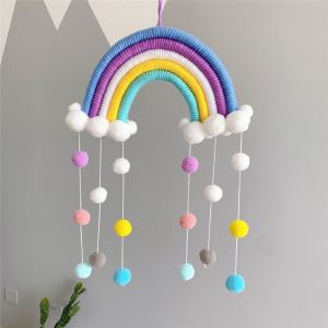 Rainbow Cloud Wind Chimes Nursery Decorative Hanging Ornaments Girls Room Bedroom Cute Healing Series Hanging Pendants