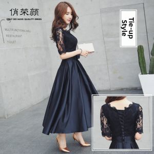 QIAORONGYAN | Black Slimming Formal Dress for Evening Wear