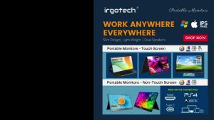 IRGOTECH Portable Monitor with Touchscreen 13.3" IPS USB C HDMI Gaming Monitor Dual Speaker Extended Monitor Laptop Smartphone Laptop Monitor Mini