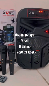 SPEAKER BLUETOOTH SQRS 888 MAX LED 9 INCH - SPEAKER KARAOKE FULL BASS - SPEAKER LED WIRELESS / SPEAKER BLUETOOTH BASS ~ NOS