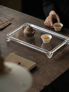 ชั้นวางของทรงสี่เหลี่ยมจัตุรัสอะครีลิกใสสำหรับรับประทานชาในห้องนั่งเล่น ชั้นวางของแบบเก็บสิ่งของหรูหรา หนักเบา ทนทาน สำหรับใช้ในบ้าน