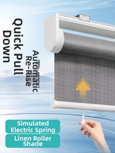Automatic Rising Sunscreen Linen Spring Roller Blinds