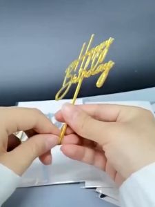 1 Pcs Topper Kue Gold Desain Happy Birthday Bahan Untuk Dekorasi Kue Ulang Tahun Cupcake Aksesoris Perlengkapan Pesta Ulang Fashion