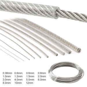 5M-10M PVC Coated Stainless Steel Cable Suitable for Hanging String Lights Deck Railings Porch Fences Clothes Hanging Ropes