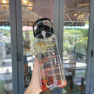 2000ml Kettle Large Capacity Female Sports Big Water Cup 2L Straw Student Reminder to Drink Target Measuring Cup Male