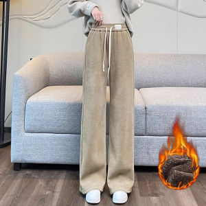 Big Sale Leak-Picking Fleece-lined Thickened Cashmere Pants Womens Autumn and Winter Chenille Loose Pants Corduroy Cotton-Padded Trousers
