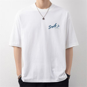 Hong Kong Style Heavyweight 100% Pure Cotton Short Sleeve Mens T-Shirt Summer Trendy Brand New Loose American Couple Tops