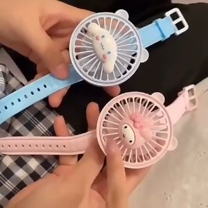 Summer Portable Cute Watch Fan USB Charging Outdoor Wrist Rechargeable Usb Watch Fan Student Children Bracelet Gift