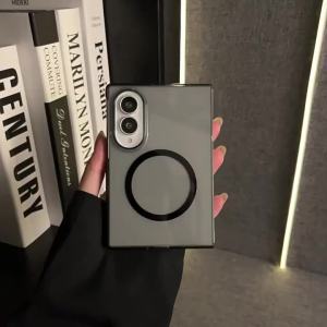 szhaiyu | For Galaxy Z Fold8 Ultra Fold 7 6 5 4 Stylish Simple Fashion Clear Black Phone Case With Magnetic Wireless Charging Cover