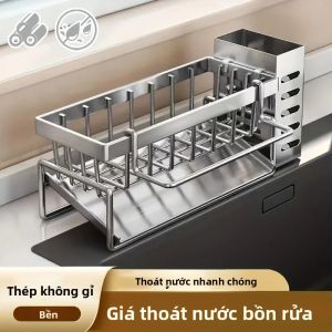 Giá Để Đồ Đa Năng Bằng Thép Không Gỉ Cho Bồn Rửa Nhà Bếp Để Bọt Biển Và Chất Tẩy Rửa Giá Đỡ Kim Loại Chống Thấm Nước