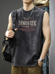 XIBAIYI | Oversized Vintage Washed Sleeveless T-shirt
