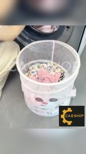 CAG SHOP 1 pcs Cute Laundry Basket With Cover Hand Large Capacity Foldable Mesh Toy Storage Basket