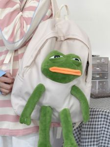 กระเป๋าสะพายไหล่คู่ตุ๊กตากบความจุขนาดใหญ่สําหรับนักเรียนชั้นประถมศึกษาและมัธยมปลาย สไตล์เกาหลี กระเป๋านักเรียนประถมศึกษา เด็กผู้หญิง