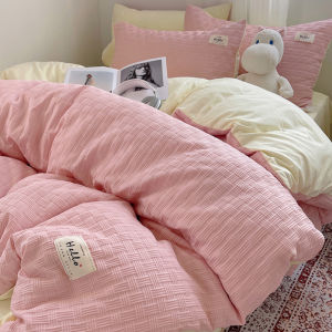 Double Layer Washed Cotton Duvet Cover Single Piece 150x200x230A Class Bedding Set Quilt Cover Sheet Pillowcase Three Piece Set