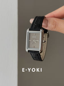 Mishali Leather Strap Watch for Women Elegant Silver Black Versatile Fashionable Quartz Movement Alloy Case Mineral Glass