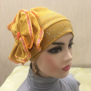 H140 Flower Turban hijab Stretch Inner Hijabs Full cover Caps Ready To Wear Women Head Scarf Under Hats Bonnet